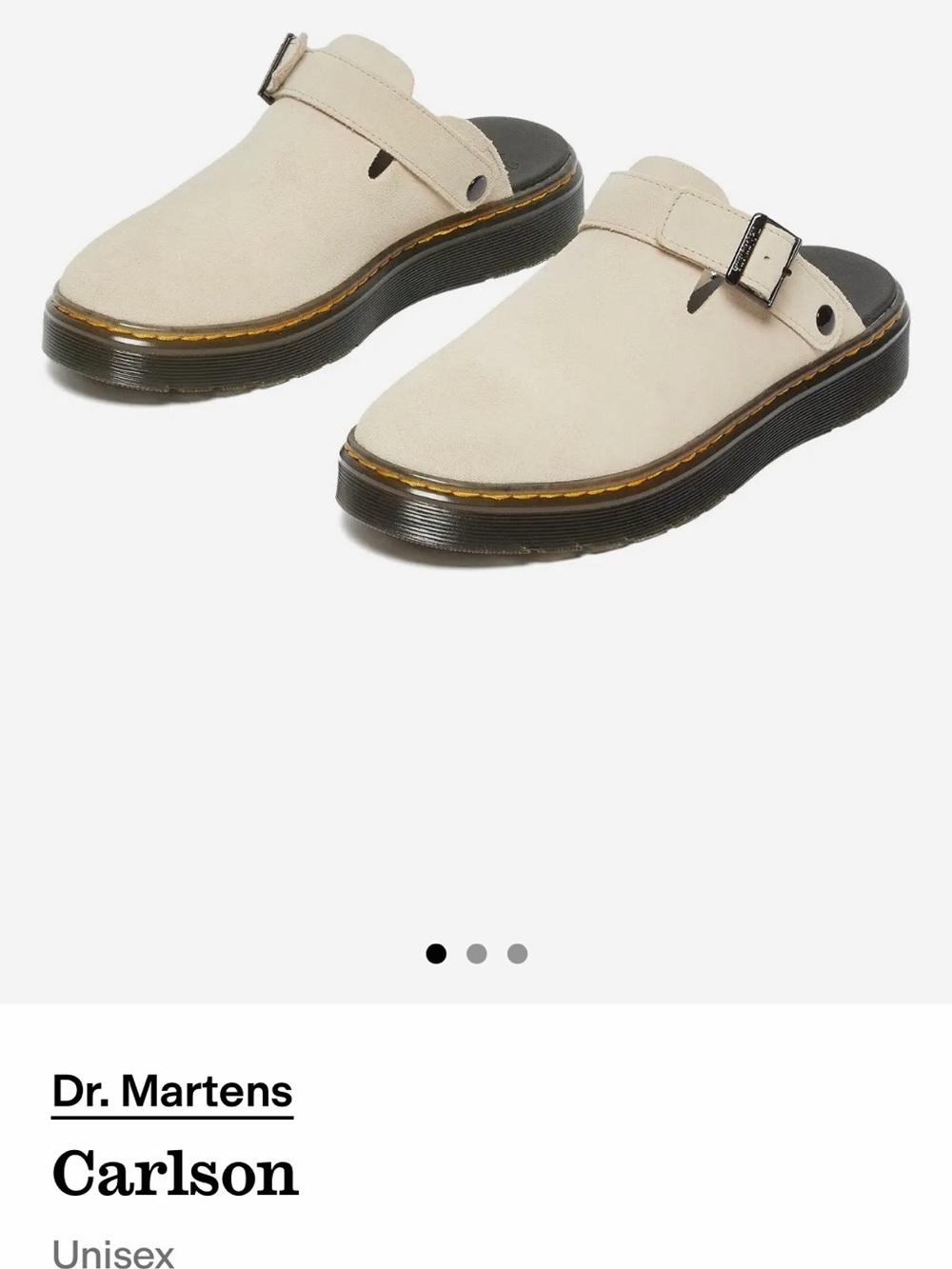 Dr. Martens Beige Suede Slip-On Mule with Buckle